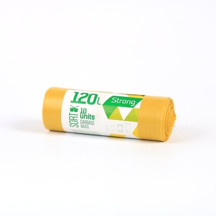 Šiukšlių maišai SORTEX, 120 L, 10 vnt. ritinyje, 35 mik, LDPE, 70 x 100 cm, geltona sp. Šiukšlių maišai SORTEX, 120 L, 10 vnt. ritinyje, 35 mik, LDPE, 70 x 100 cm, geltona sp.