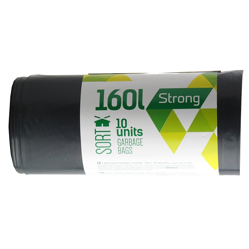 Šiukšlių maišai SORTEX, 160 l, 50 mikr, LDPE, 75 x 115 cm, 10 vnt., juodos sp. Šiukšlių maišai SORTEX, 160 l, 50 mikr, LDPE, 75 x 115 cm, 10 vnt., juodos sp.