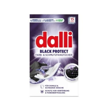 Skalbimo servetėlės DALLI, BLACK PROTECT, 15 vnt.