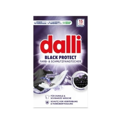Skalbimo servetėlės DALLI, BLACK PROTECT, 15 vnt.