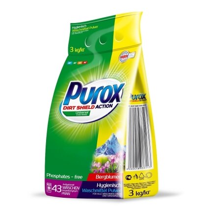 Skalbimo milteliai PUROX, universalūs, 43 skalbimai, 3 kg Skalbimo milteliai PUROX, universalūs, 43 skalbimai, 3 kg