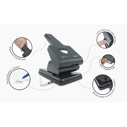 Skylmuša RAPESCO Germ-Savvy™: HD865, 2 skylių, 50 lapų, juoda 1 Skylmuša RAPESCO Germ-Savvy™: HD865, 2 skylių, 50 lapų, juoda 1