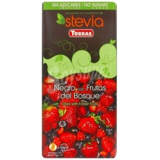 Šokoladas STEVIA, juodasis su miško uogomis, 125 g