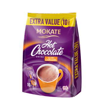 Šokoladinis gėrimas MOKATE salted caramel, maišelyje, 10 x 10g
