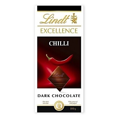 Šokoladas LINDT Excellence, juodas, su aitriosiomis paprikomis, 100g Šokoladas LINDT Excellence, juodas, su aitriosiomis paprikomis, 100g