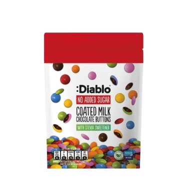 Šokoladiniai saldainiai su pienišku šokoladu, DIABLO, be pridėtinio cukraus, 40g Šokoladiniai saldainiai su pienišku šokoladu, DIABLO, be pridėtinio cukraus, 40g
