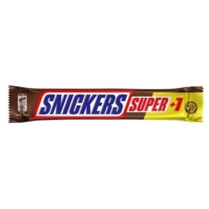 Šokoladinis batonėlis SNICKERS Super + 1, su nugos bei karamelės įdaru ir skrud. žemės rieš.,112,5g Šokoladinis batonėlis SNICKERS Super + 1, su nugos bei karamelės įdaru ir skrud. žemės rieš.,112,5g