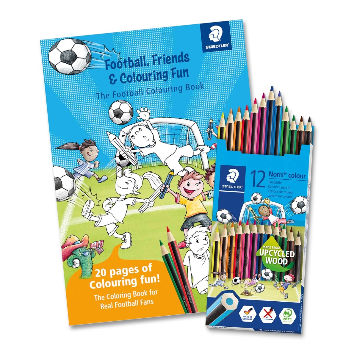 Spalvoti pieštukai STAEDTLER Noris World Cup, 12 vnt. + Spalvinimo knygelė Spalvoti pieštukai STAEDTLER Noris World Cup, 12 vnt. + Spalvinimo knygelė