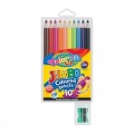 Spalvoti pieštukai, dideli, apvalūs Colorino Kids Jumbo 10 spalvų, su drožtuku