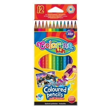 Spalvoti pieštukai, akvareliniai,su teptuku COLORINO, 12 spalvų Spalvoti pieštukai, akvareliniai,su teptuku COLORINO, 12 spalvų