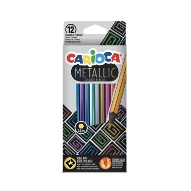 Spalvoti pieštukai CARIOCA Metallic, 12 vnt. Spalvoti pieštukai CARIOCA Metallic, 12 vnt.