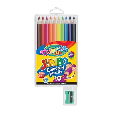 Spalvoti pieštukai, dideli, apvalūs Colorino Kids Jumbo 10 spalvų, su drožtuku Spalvoti pieštukai, dideli, apvalūs Colorino Kids Jumbo 10 spalvų, su drožtuku