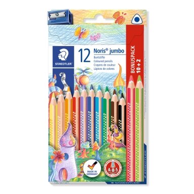 Spalvoti pieštukai STAEDTLER Noris Jumbo, 12 vnt. Spalvoti pieštukai STAEDTLER Noris Jumbo, 12 vnt.
