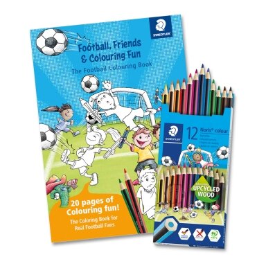 Spalvoti pieštukai STAEDTLER Noris World Cup, 12 vnt. + Spalvinimo knygelė Spalvoti pieštukai STAEDTLER Noris World Cup, 12 vnt. + Spalvinimo knygelė