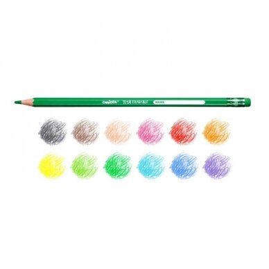 Spalvoti pieštukai CARIOCA TITA, ištrinami su trintuku, 12 spalvų 1
