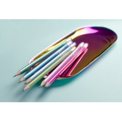 Spalvoti pieštukai KORES GRAFITOS STYLE su trintuku, tribriauniai, 6 metalizuotos spalvos 3