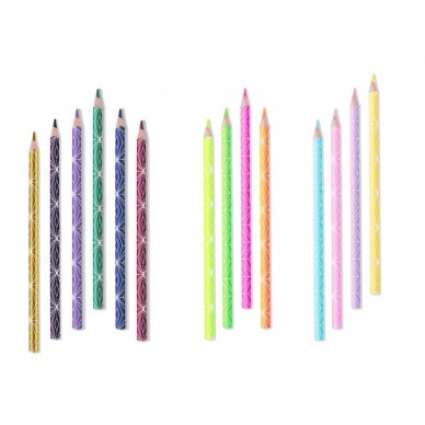 Spalvoti pieštukai KORES KOLORES STYLE, tribriauniai, 3mm, 15 spalvų (2 metalizuotos spalvos ir 1 neoninė) 3
