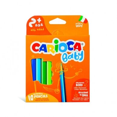 Spalvoti pieštukai mažyliams CARIOCA BABY 2+, 10 vnt.