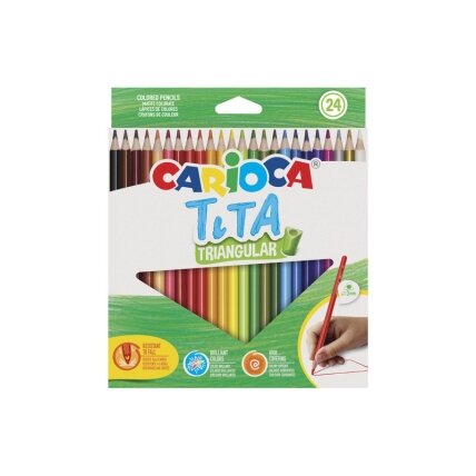 Spalvoti pieštukai CARIOCA TITA, tribriauniai, 24 spalvos Spalvoti pieštukai CARIOCA TITA, tribriauniai, 24 spalvos