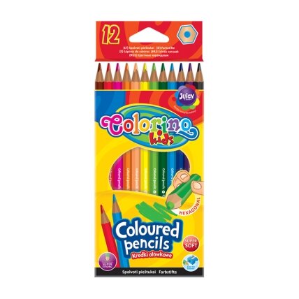 Spalvoti pieštukai COLORINO KIDS, 12 spalvų Spalvoti pieštukai COLORINO KIDS, 12 spalvų
