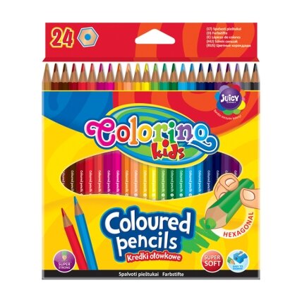 Spalvoti pieštukai Colorino Kids, 24 spalvų Spalvoti pieštukai Colorino Kids, 24 spalvų