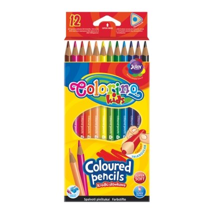 Spalvoti pieštukai, tribriauniai Colorino Kids, 12 spalvų Spalvoti pieštukai, tribriauniai Colorino Kids, 12 spalvų