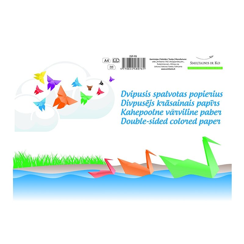 Spalvotas popierius SMLT, dvipusis, 8 lapai Spalvotas popierius SMLT, dvipusis, 8 lapai