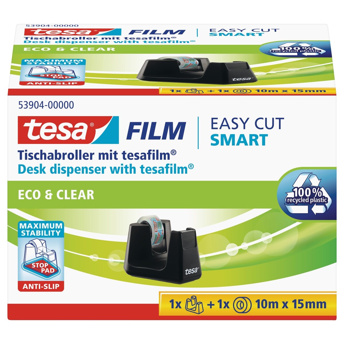 Stalinis lipnios juostelės dėklas TESA Easy Cut Smart su Tesafilm ekologiška ir skaidria juostele, 15mm x 10m 1 Stalinis lipnios juostelės dėklas TESA Easy Cut Smart su Tesafilm ekologiška ir skaidria juostele, 15mm x 10m 1