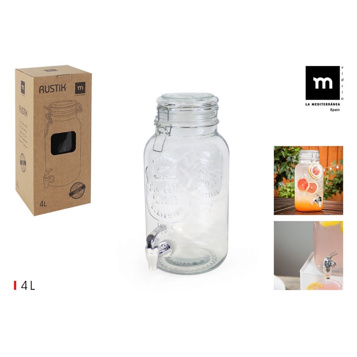 Stiklainis su čiaupu, 4 l, H 31,5 cm, vnt