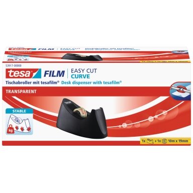 Stalinis dėklas TESA Easy Cut CURVE su TESA Film permatoma juostele, 19mm x 10m Stalinis dėklas TESA Easy Cut CURVE su TESA Film permatoma juostele, 19mm x 10m