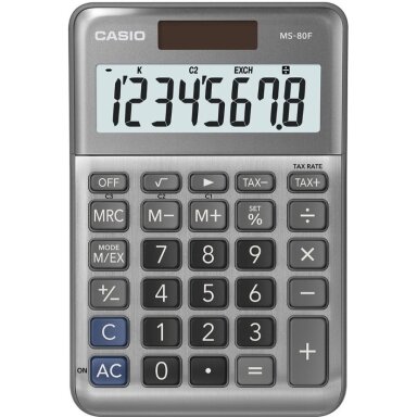 Stalinis skaičiuotuvas CASIO MS-80F, metalinis korpusas
