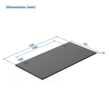 Stalviršis (LMDP) Up Up, juodas 1500x750mm Stalviršis (LMDP) Up Up, juodas 1500x750mm