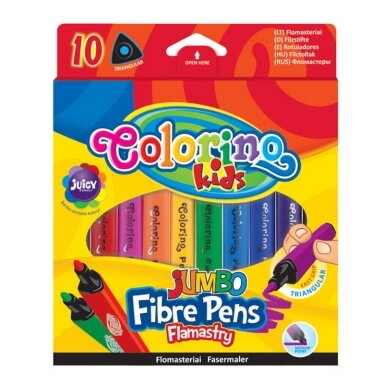 Stori tribriauniai flomasteriai Jumbo COLORINO, 10 spalvų