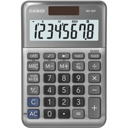 Stalinis skaičiuotuvas CASIO MS-80F, metalinis korpusas