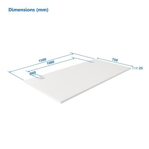 Stalviršis (LMDP) Up Up, baltas 1500x750x25mm Stalviršis (LMDP) Up Up, baltas 1500x750x25mm