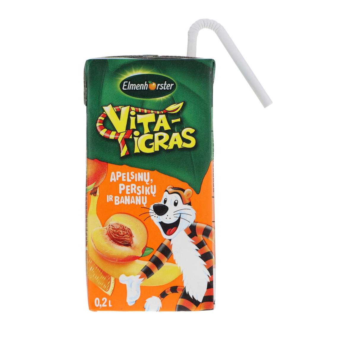 Sulčių gėrimas ELMENHORSTER Vita Tigras, apelsinų, persikų ir bananų, 200 ml