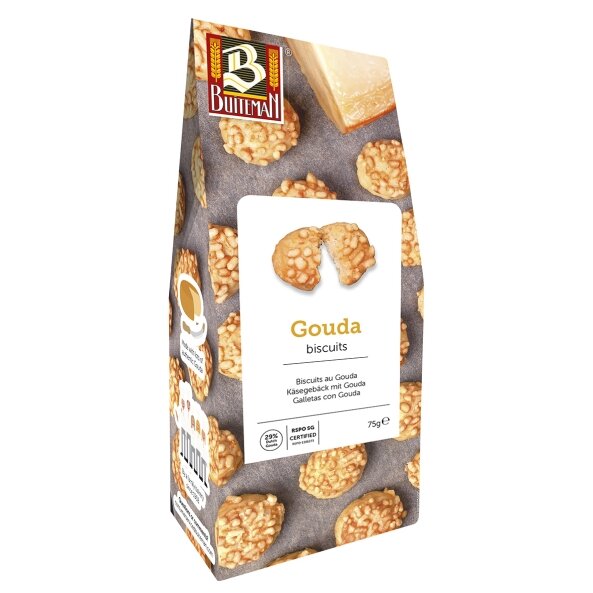 Sūrio sausainiai BUITEMAN, su brandintu Gouda sūriu, 75 g