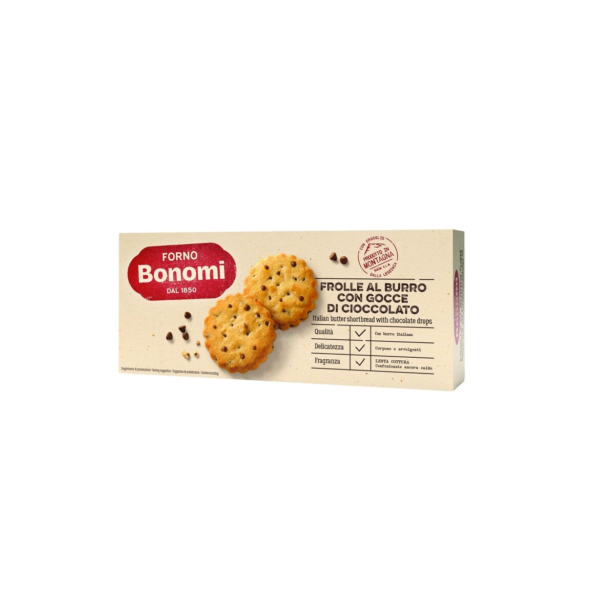 Sviestiniai sausainiai FORNO BONOMI, su šokolado gabaliukais, 150 g