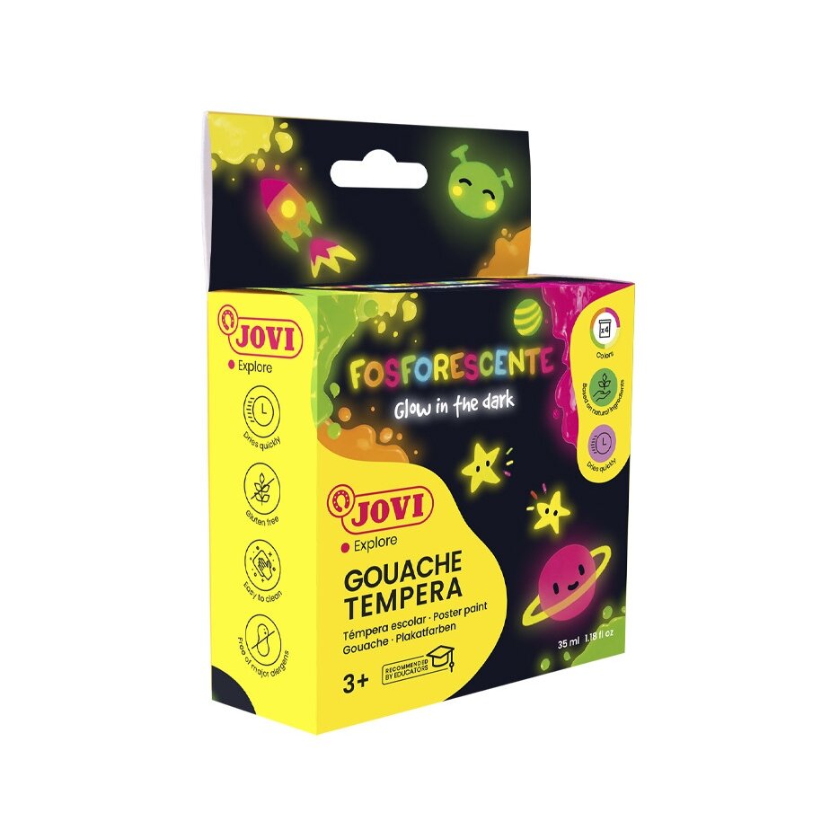 Šviečiantys tamsoje dažai JOVI, 55 ml, 4 spalvos Šviečiantys tamsoje dažai JOVI, 55 ml, 4 spalvos