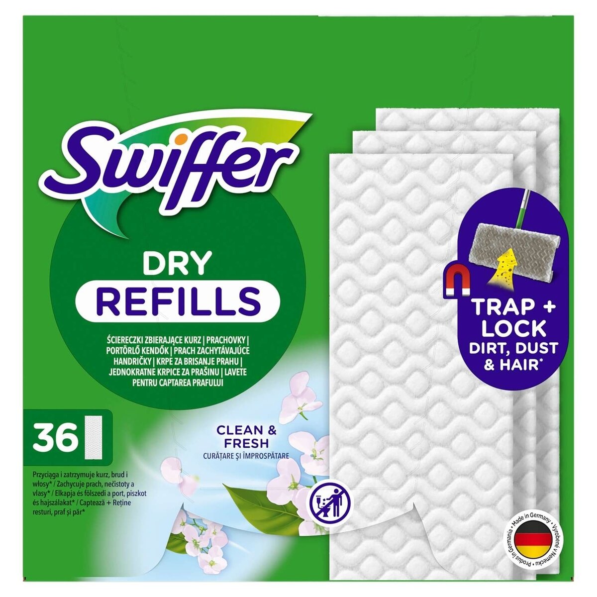 Swiffer Sweeper sausos šluostės, papildymas 36vnt