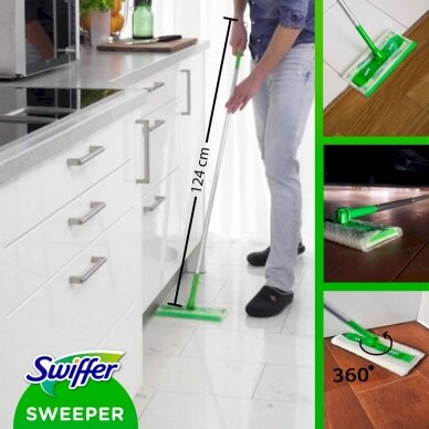Swiffer Sweeper Starter Kit XXL: šluota,sausos serv.8vnt ir šlapios serv.3vnt 3