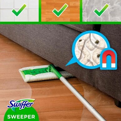 Swiffer Sweeper Starter Kit XXL: šluota,sausos serv.8vnt ir šlapios serv.3vnt 5