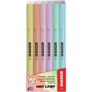 Teksto žymekliai KORES HIGH LINER PASTEL 6 spalvų rinkinys Teksto žymekliai KORES HIGH LINER PASTEL 6 spalvų rinkinys