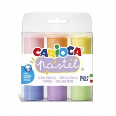 Tempera dažai CARIOCA Pastel, 6 spalvos, 25 ml Tempera dažai CARIOCA Pastel, 6 spalvos, 25 ml