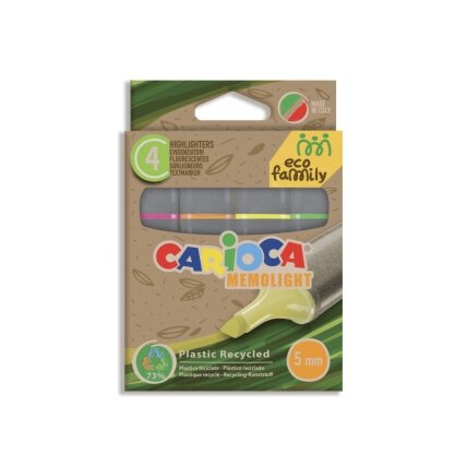 Teksto žymekliai CARIOCA ECOFAMILY MEMOLIGHT, 5 mm, 4 vnt. Teksto žymekliai CARIOCA ECOFAMILY MEMOLIGHT, 5 mm, 4 vnt.