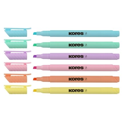 Teksto žymekliai KORES HIGH LINER PASTEL 6 spalvų rinkinys 2 Teksto žymekliai KORES HIGH LINER PASTEL 6 spalvų rinkinys 2