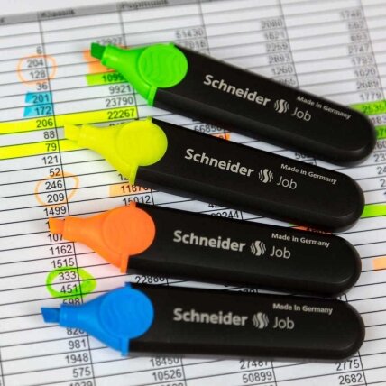 Teksto žymekliai SCHNEIDER JOB, 1-5 mm, 4 spalvų rinkinys 1