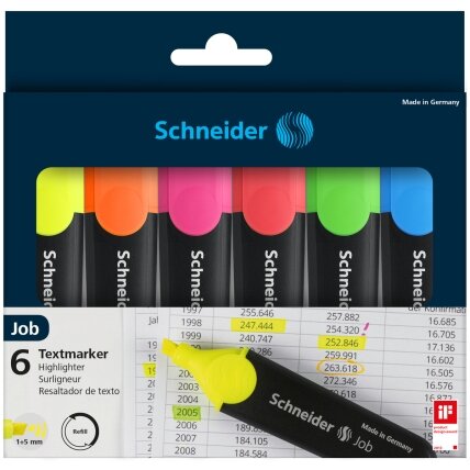 Teksto žymekliai SCHNEIDER JOB, 1-5 mm, 6 spalvų rinkinys 1 Teksto žymekliai SCHNEIDER JOB, 1-5 mm, 6 spalvų rinkinys 1