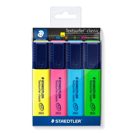 Teksto žymekliai STAEDTLER TEXTSURFER 364, 4 spalvų rinkinys Teksto žymekliai STAEDTLER TEXTSURFER 364, 4 spalvų rinkinys