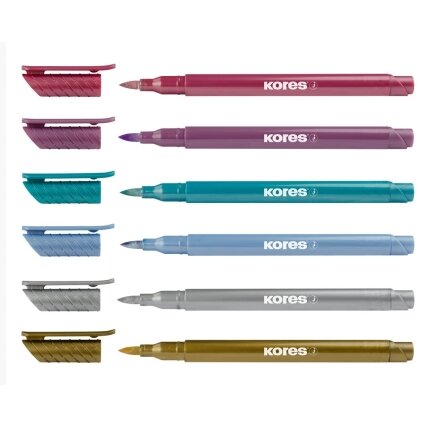 Teksto žymeklių rinkinys KORES Metallic Style, 6 metalizuotos spalvos 1